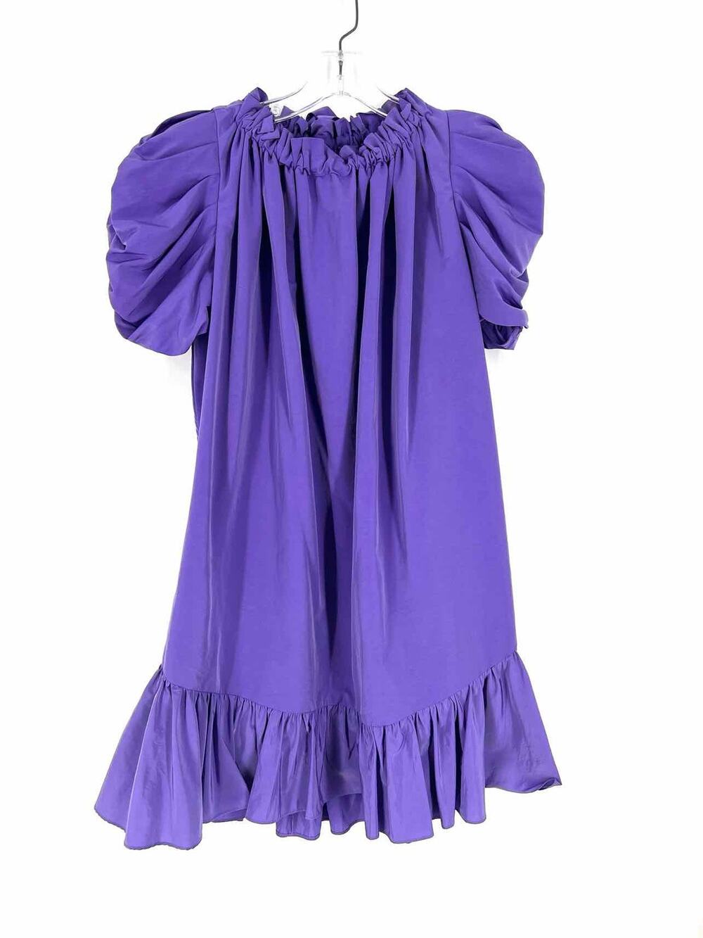 Hyacinth House Size S Purple Puff Sleeve Gathered Designer Dress